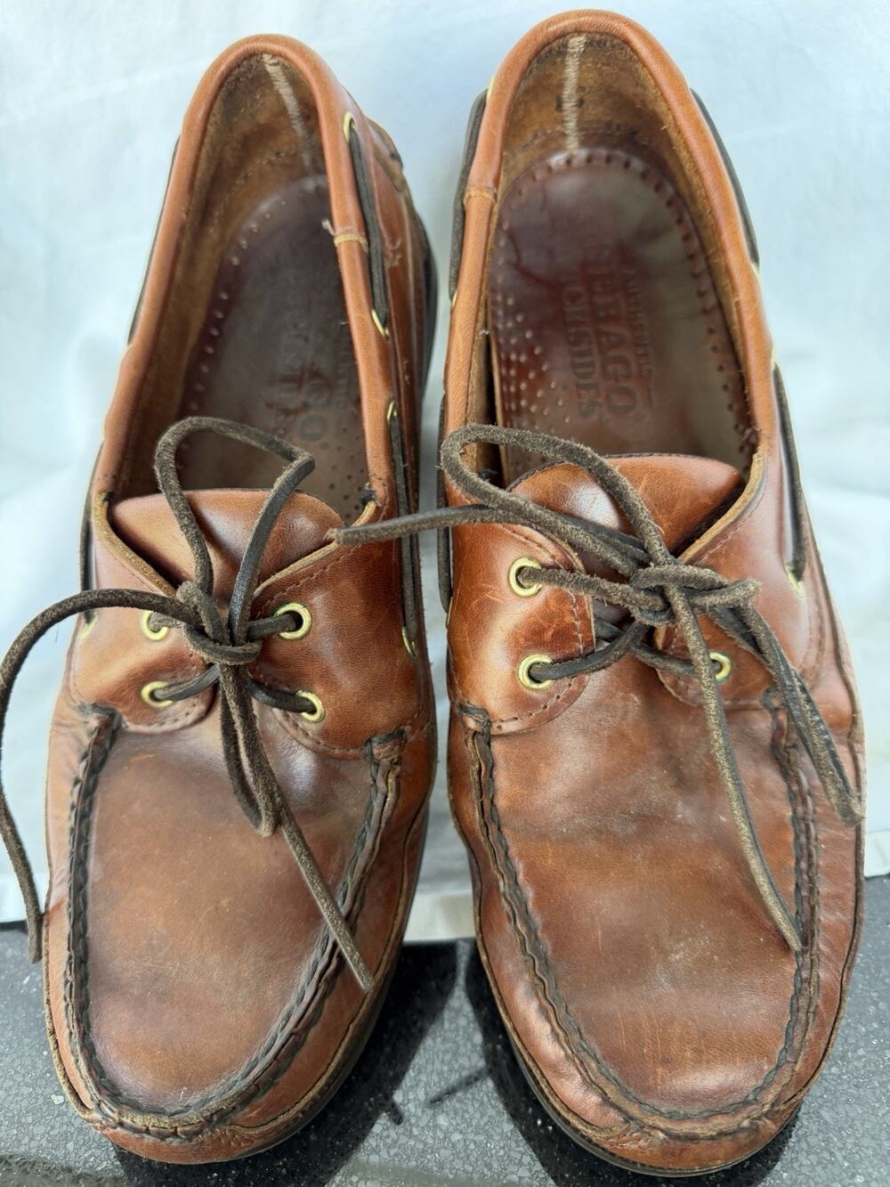 Sebago Docksides Shoes Mens Size 9 Brown Leather Boat Deck Nautical Classic